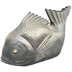 Japan Antique Hand-Carved Big Fish Koi Snapper, Artisan Signed