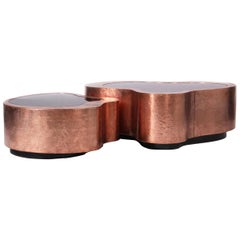 Dalia Coffee Table Set of Two in Copper with Black Mirror