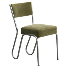 Italian Designer, Side Chair, Steel, Mohair, Italy, 1930s