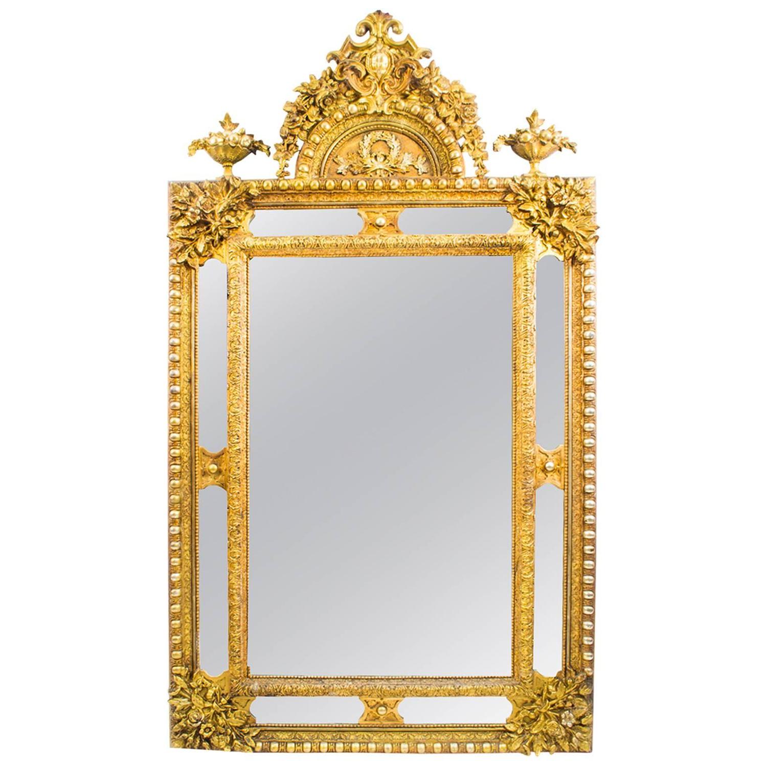 Antique Giltwood Overmantel Rococo Cushion Mirror, circa 1870 For Sale at 1stdibs