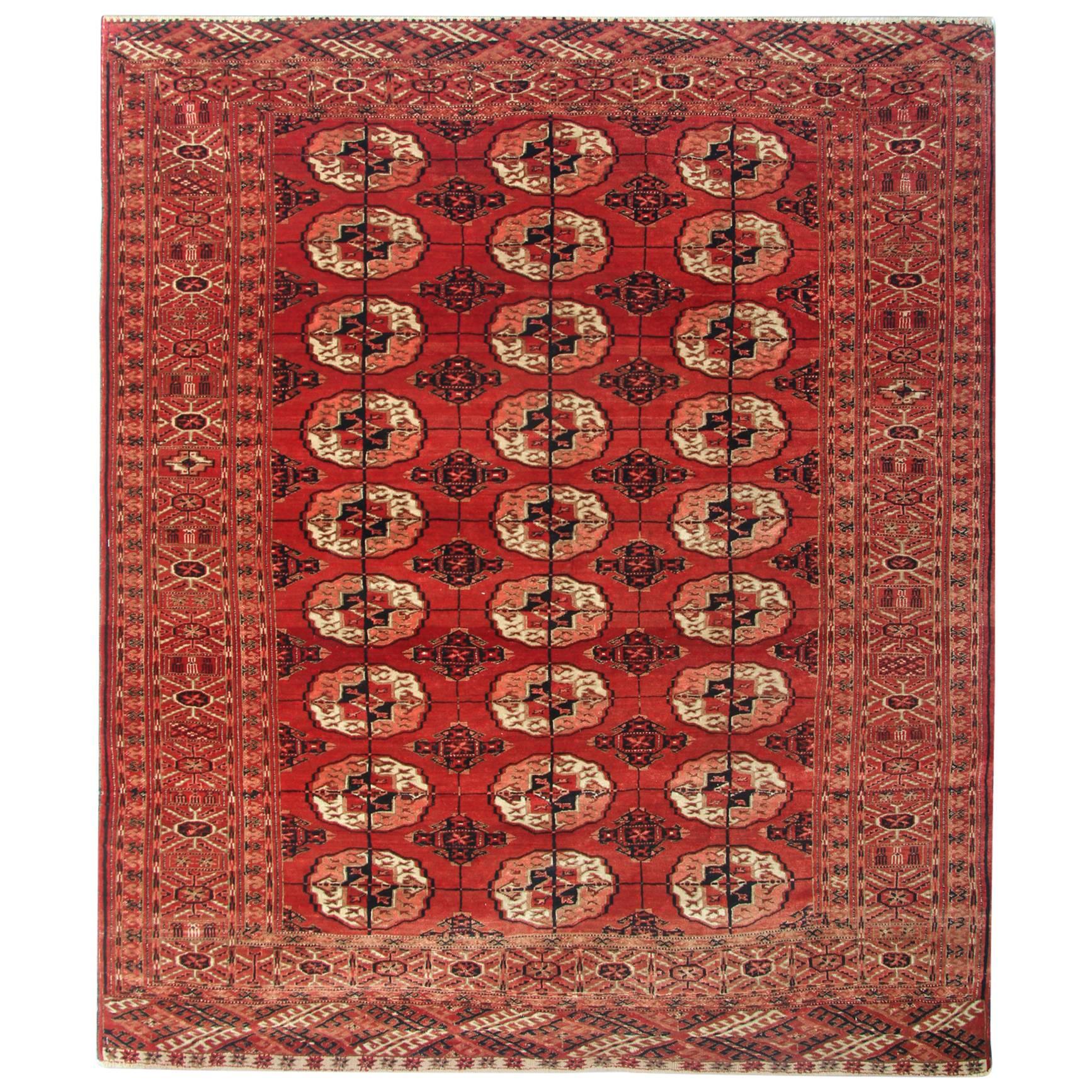 Antique Rugs, Hand Made Carpet Oriental Rug, Turkmen Rugs for Sale