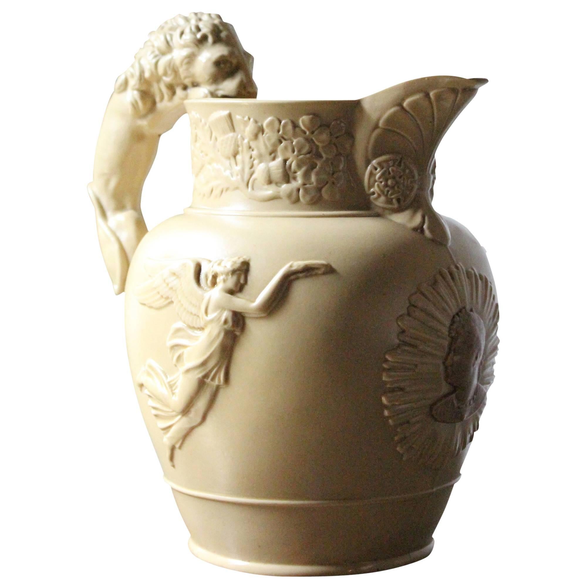 Rare King George IV Memoriam Buff Stoneware Jug, circa 1830