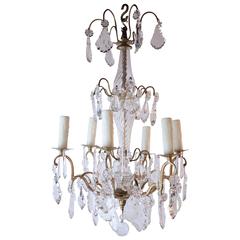 French Six Lights Gilded Bronze and Crystal Chandelier 8