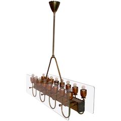 1940s-1950s Italian Brass and copper chandelier