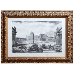 19th Century Piranesi Engraving, View of Rome in a Gilded Frame