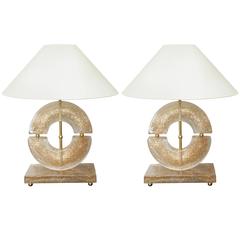 Pair of Elegant Deco Murano Table Lamps