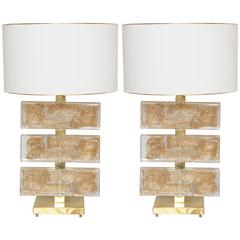 Pair of Deco Murano Table Lamps