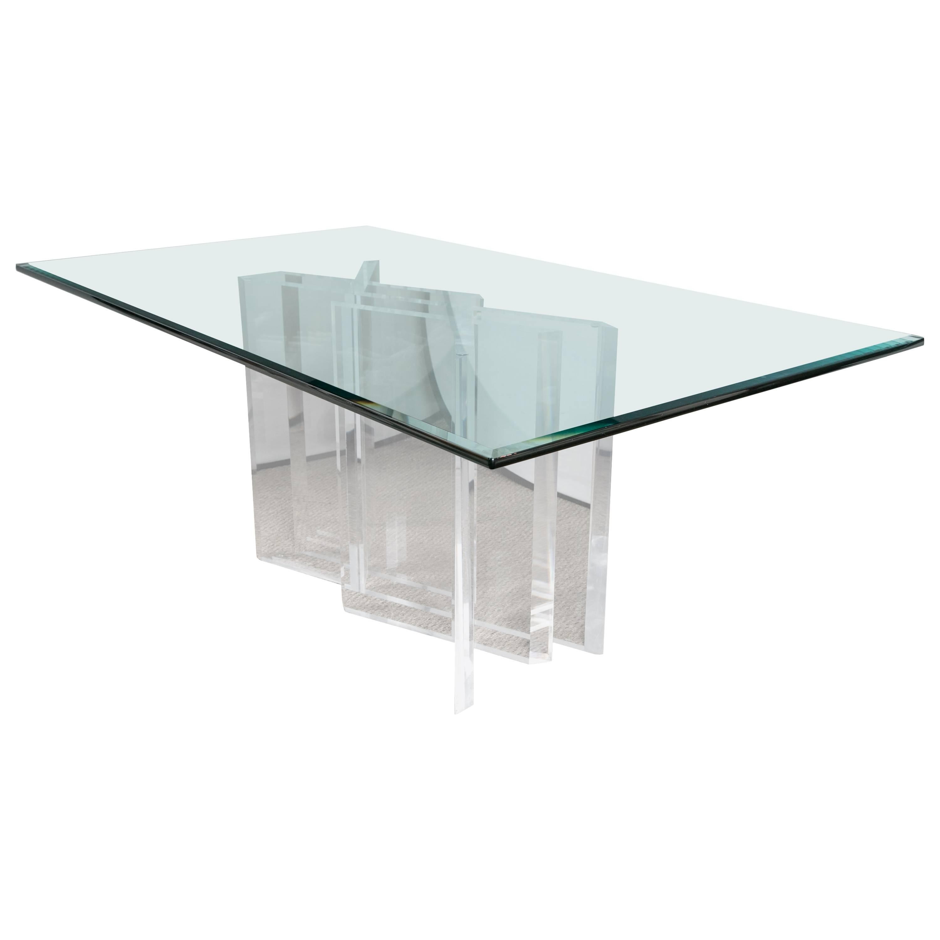 "Stella Prisma" Lucite and Glass Dining Table For Sale