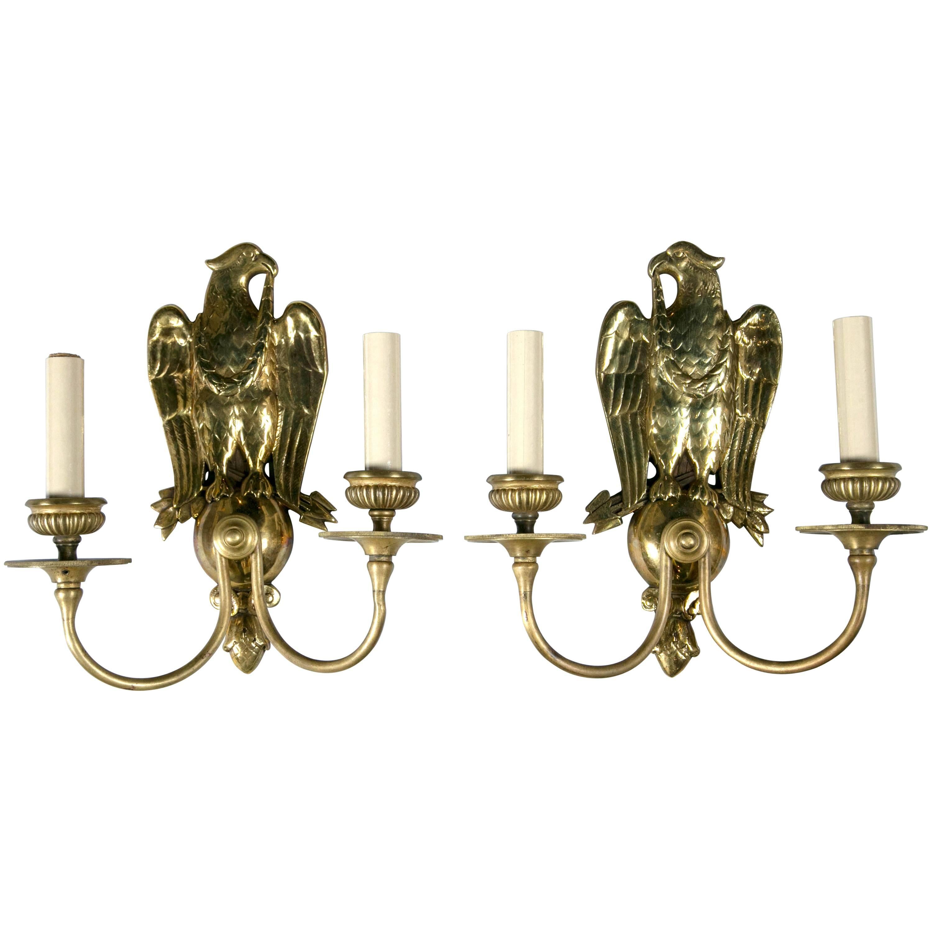 Federal Style Gilt Bronze Sconces For Sale