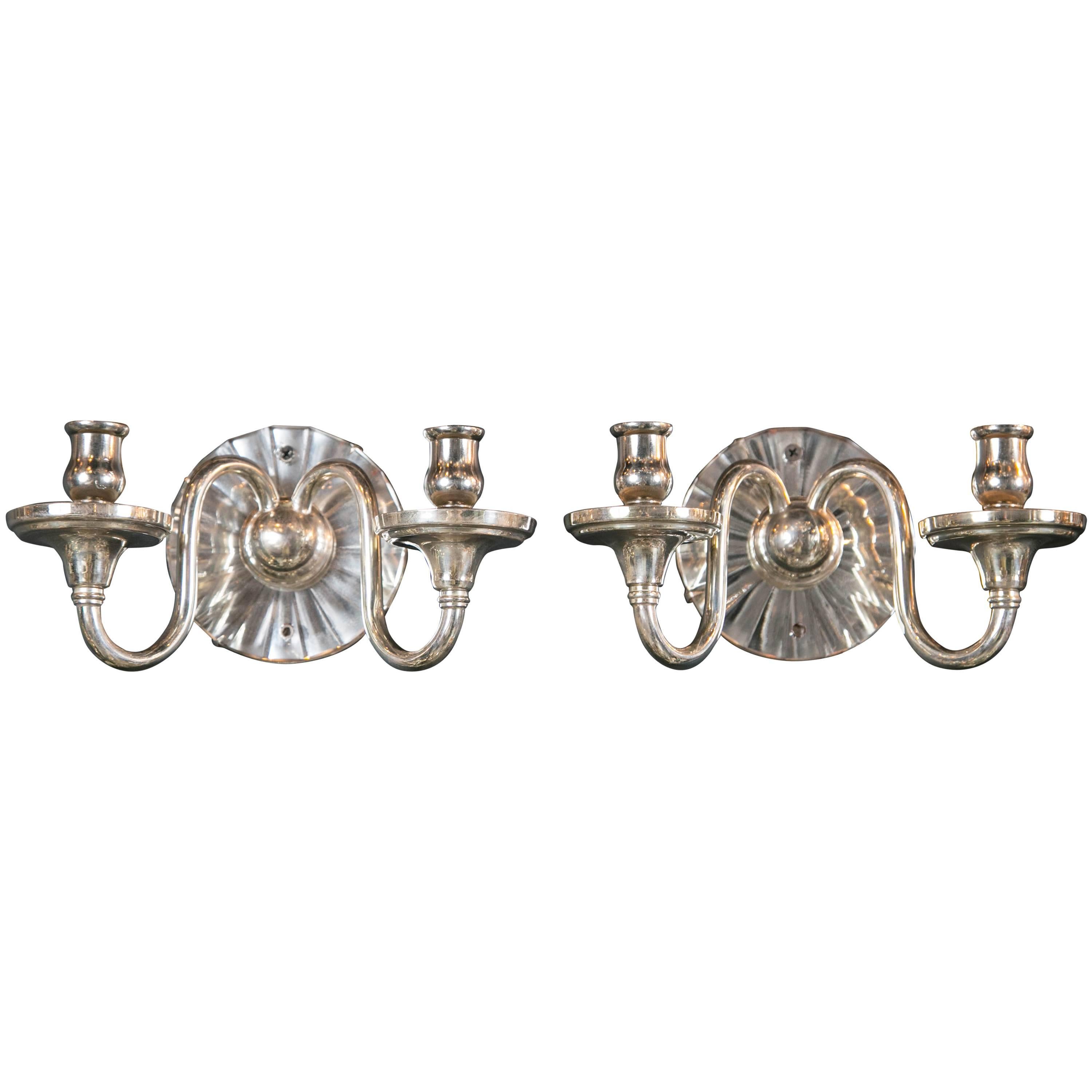 Caldwell Sconces with Mirrored Backplate For Sale