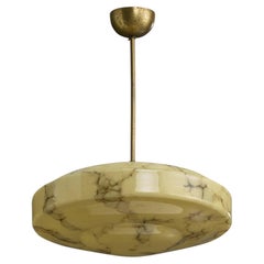 German Designer, Pendant Light, Brass, Glass, Germany, 1920s