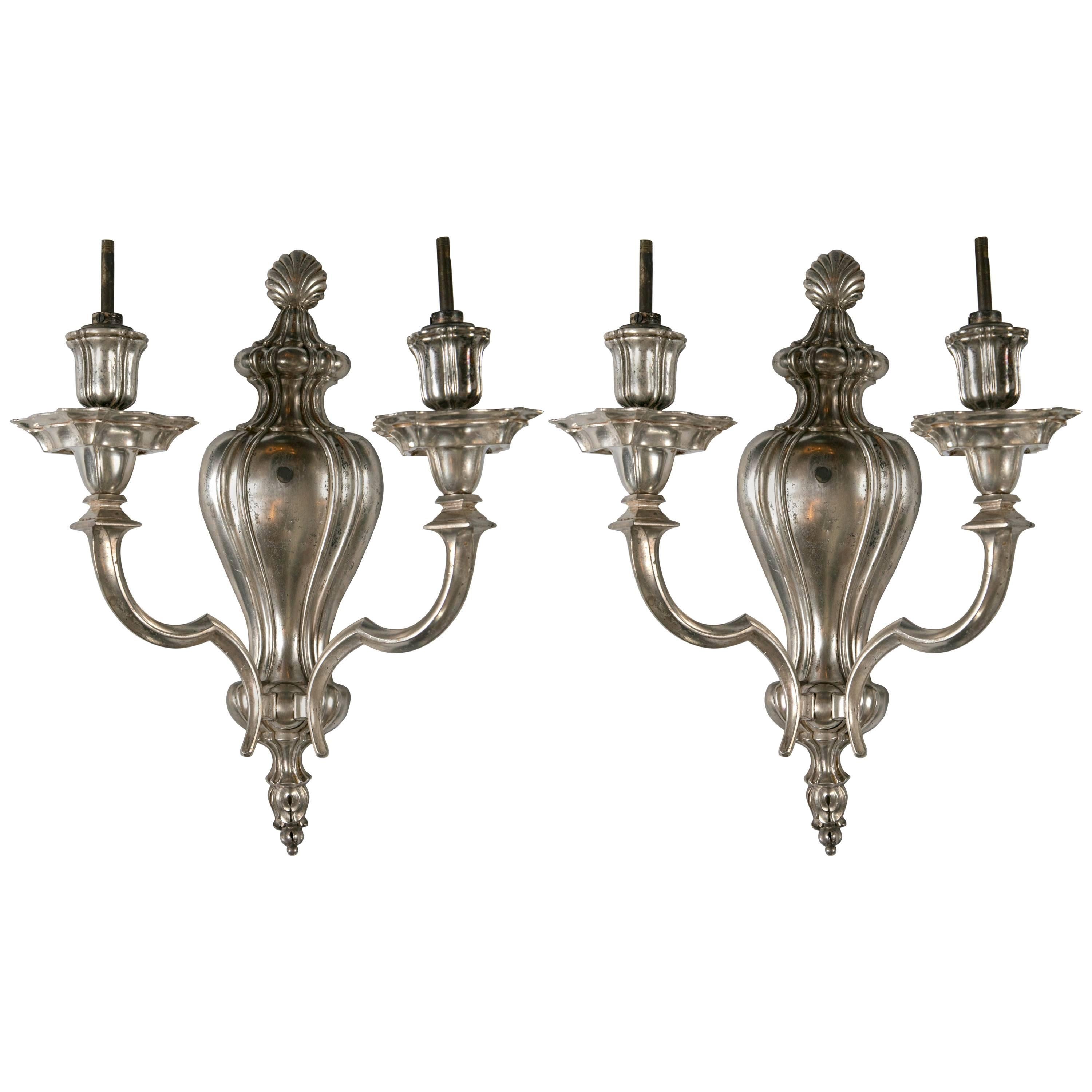 Caldwell Silver Plated Sconces, circa 1920s For Sale