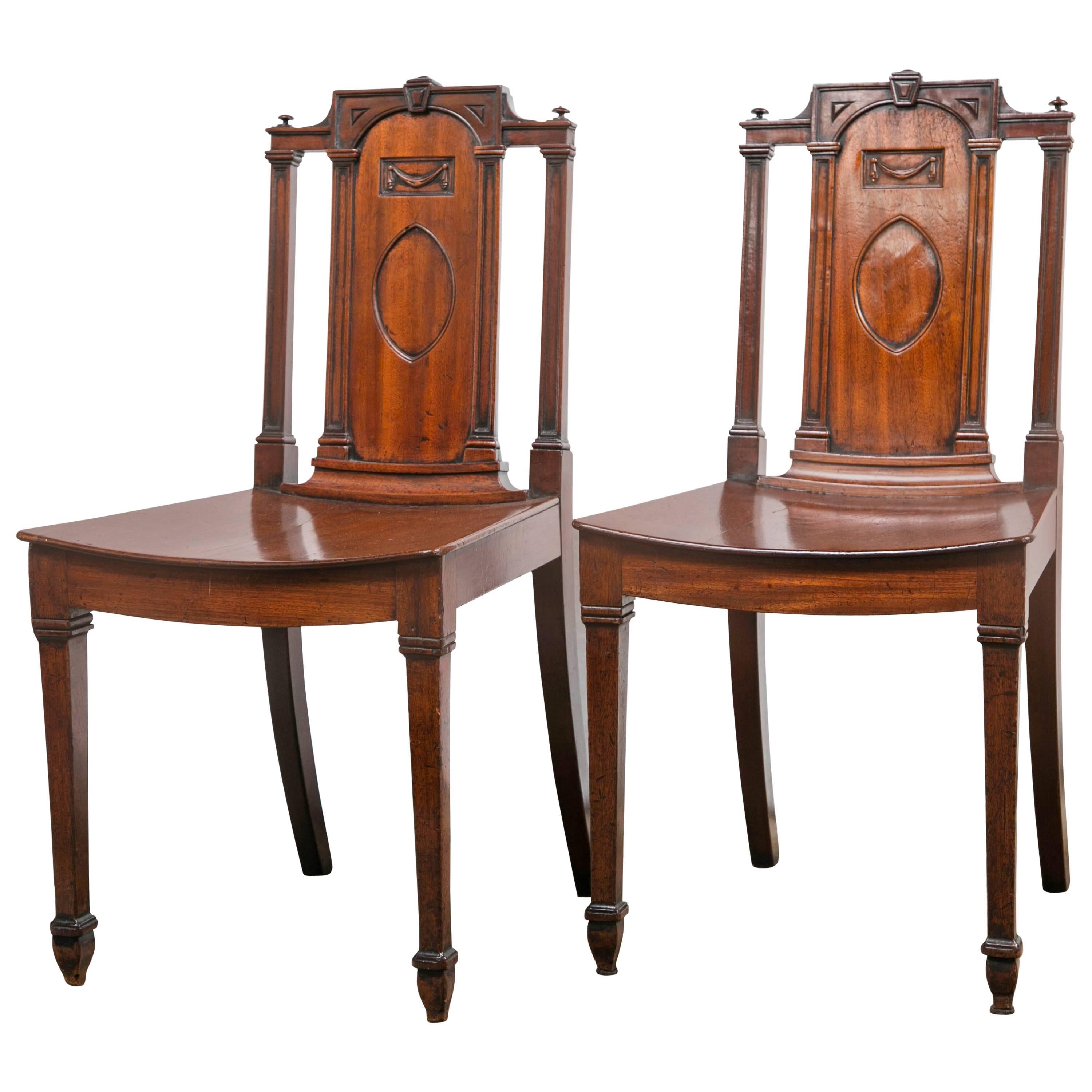 Pair of George III Hall Chairs For Sale