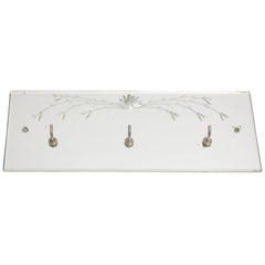 Mid Century Modern Vintage Etched Mirror Glass Coat Rack, 1950s, Italy