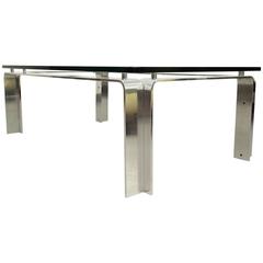 Mid-Century Bent Aluminum and Floating Glass Coffee Table 2