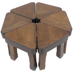 Vintage Oak Sculptural Nesting Tables, 1960s
