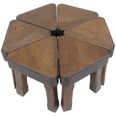Oak Sculptural Nesting Tables, 1960s 9