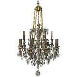 Antique Signed Baccarat Bronze and Crystal Chandelier
