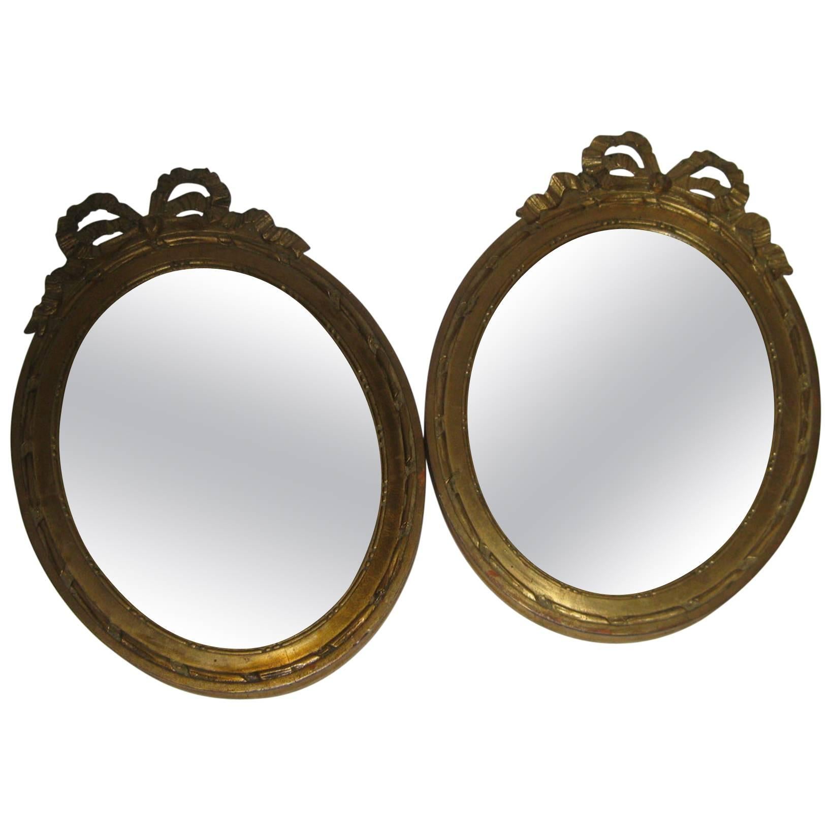 19th century Napoleon III Petite French Giltwood Mirror Pair