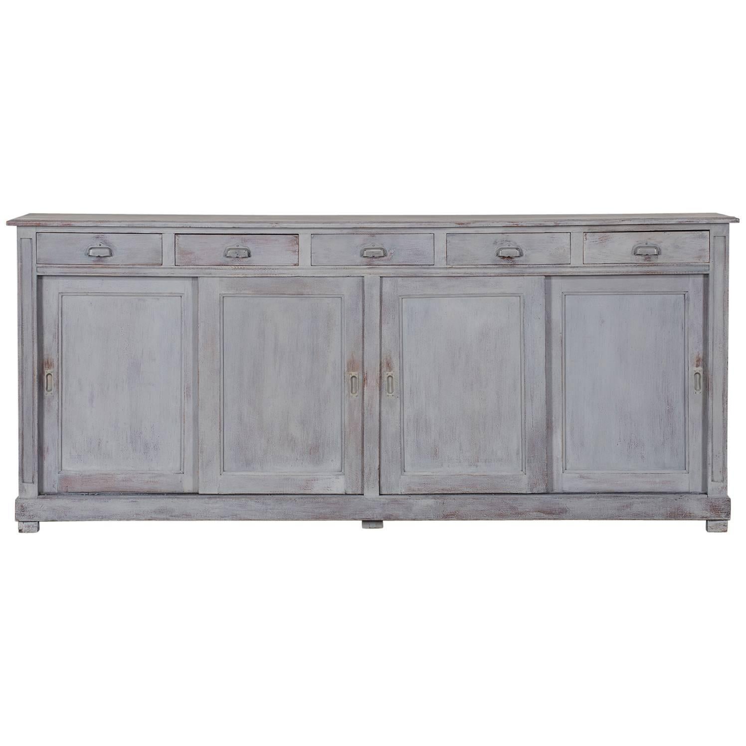 Antique French Painted Shop Buffet Credenza, circa 1890