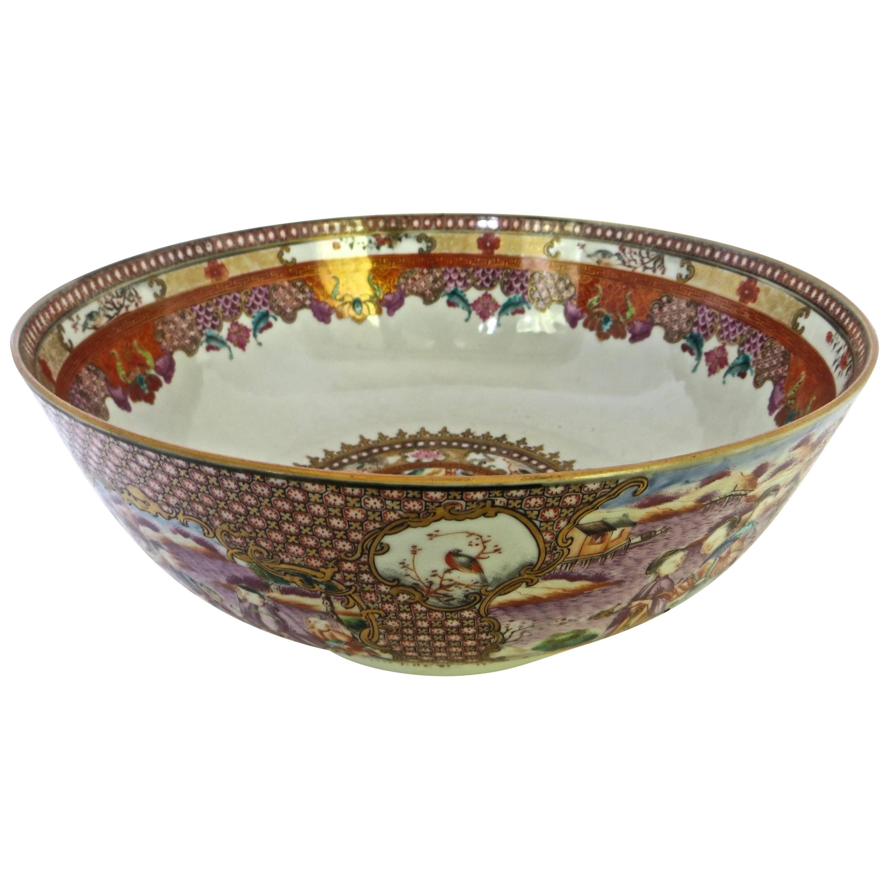 Fine Chinese Export Famille Rose Punch Bowl, circa 18th Century