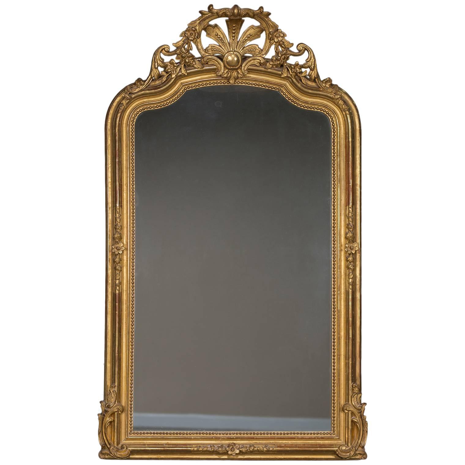 Antique French Régence Style Gold Leaf Mirror, circa 1890