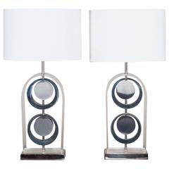 Pair of Vintage Italian Lucite Arch Lamps, circa 1975