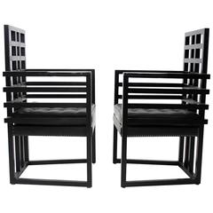 Antique Pair of Josef Hoffmann Armloffel Chairs Made by Wittmann