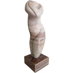 Signed "Caress" Marble Sculpture