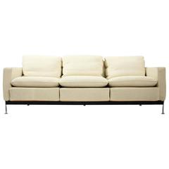 Vintage Three-Seat Sofa by Robert Haussmann for De Sede with Chrome Frame