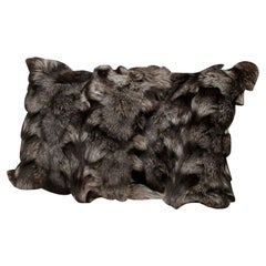 Pillow, Silver Fox Fur Pillow, Grey Color, Fox Fur Pillow, 18" x 18"