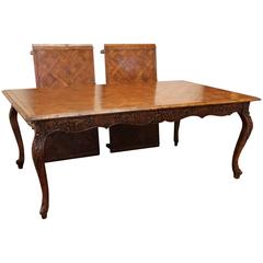 Marquetry Top French Provincial Style Dining Table by Guy Chaddock