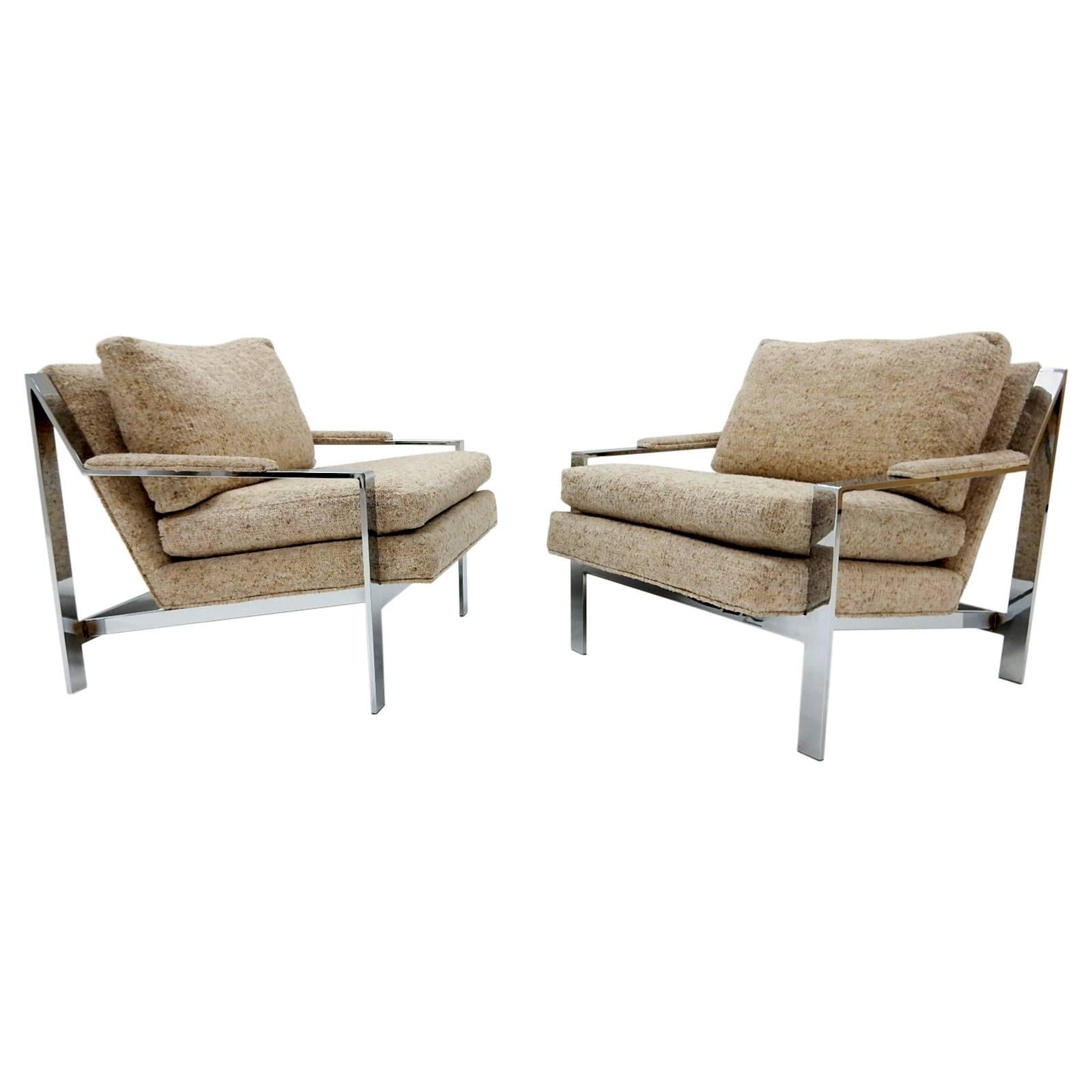 Pair of Mid-Century Modern Cy Mann Chrome Arm Lounge Chair No.232