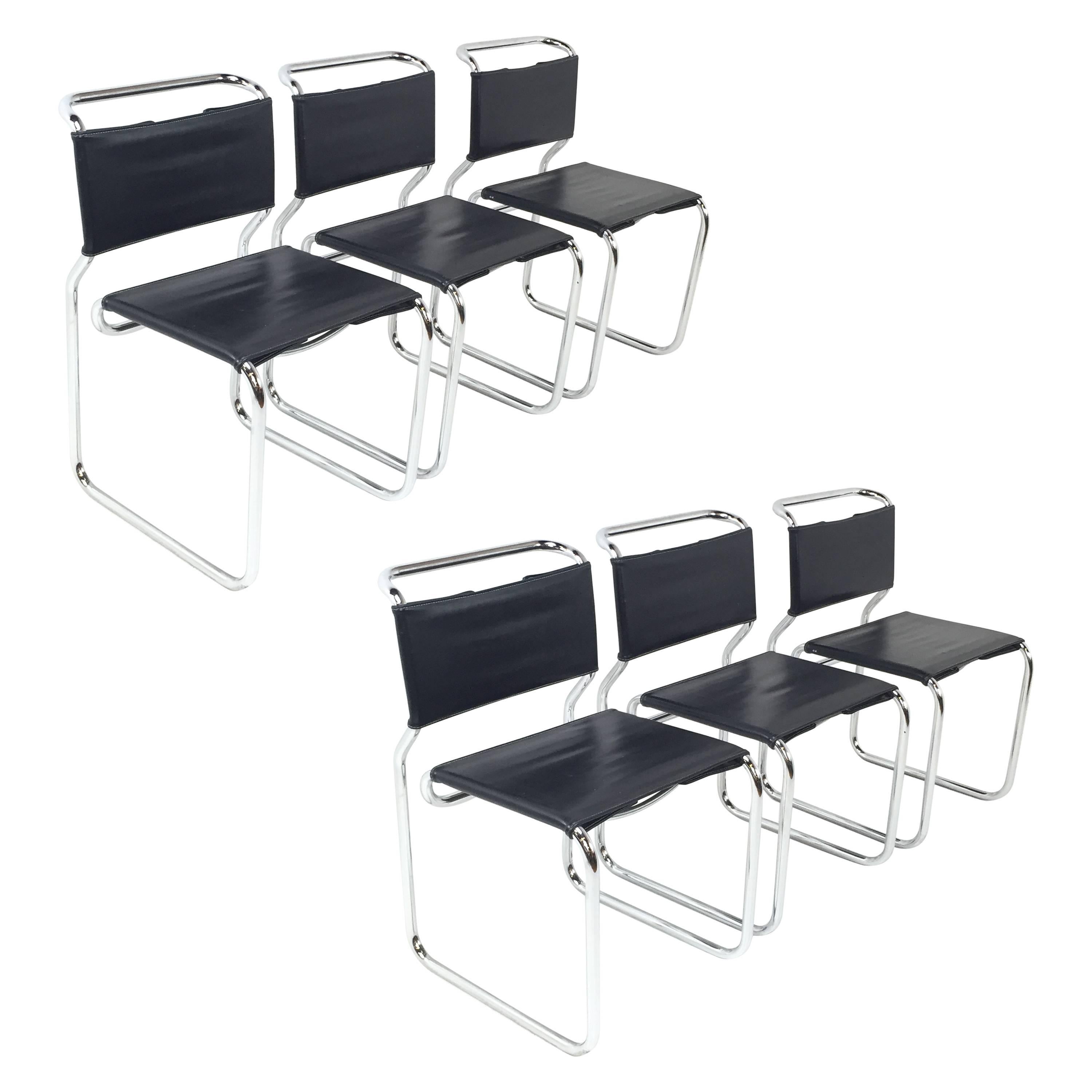 Set of Six Cantilever Nicos Zographos "66" Chairs