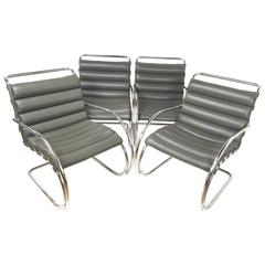 Pair Leather Mies Van Der Rohe Mr Lounge Chairs 9