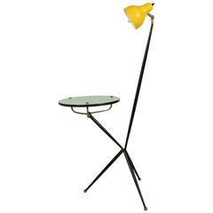 Floor Lamp Metal Lacquered Aluminium Brass Wood Formica Vintage, Italy, 1950s