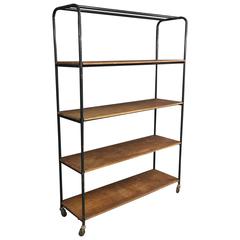 Vintage Industrial Cart Rack with Shelves
