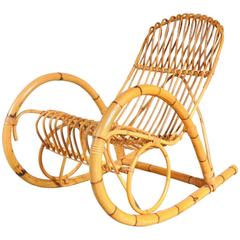 Rattan Rocking Chair in the style of Franco Albini, Italy, circa 1950 8