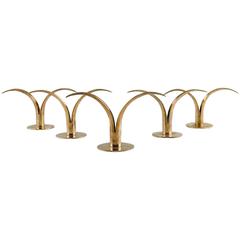 Five Candlesticks in Brass, "Liljan" Ivar Alenius Bjork, Ystad Metal
