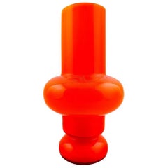 Alsterfors, P O Ström, Sweden Art Glass Vase, Modern Design, 1970s, Orange