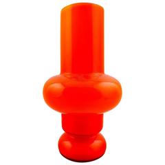 Alsterfors, P O Ström, Sweden Art Glass Vase, Modern Design, 1970s, Orange 9