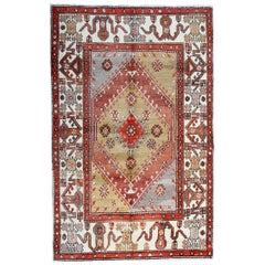 Handgefertigter Teppich Antiker Teppich, Türkischer Teppich, Orientteppich aus Wolle, Strickteppich