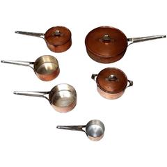 Vintage Henning Koppel "Taverna, " Six Pots in Copper, Inner Sides Coated with Silver