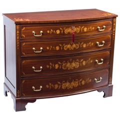 Antique Edwardian Flame Mahogany Marquetry Chest