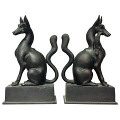 Pair of Antique Bronze Fox Kitsune from Japanese Inari Shrine, Best in Class