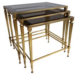 Vintage Nest of French Brass Side Tables