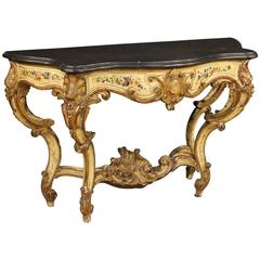 19th Century French Lacquered and Gilt Console Table