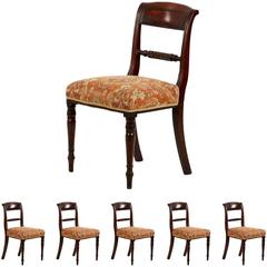 Set of Six Regency Antique Mahogany Dining Chairs, Probably England 19th Century