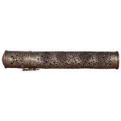 Antique Chinese Metal Scroll Holder, 19th Century