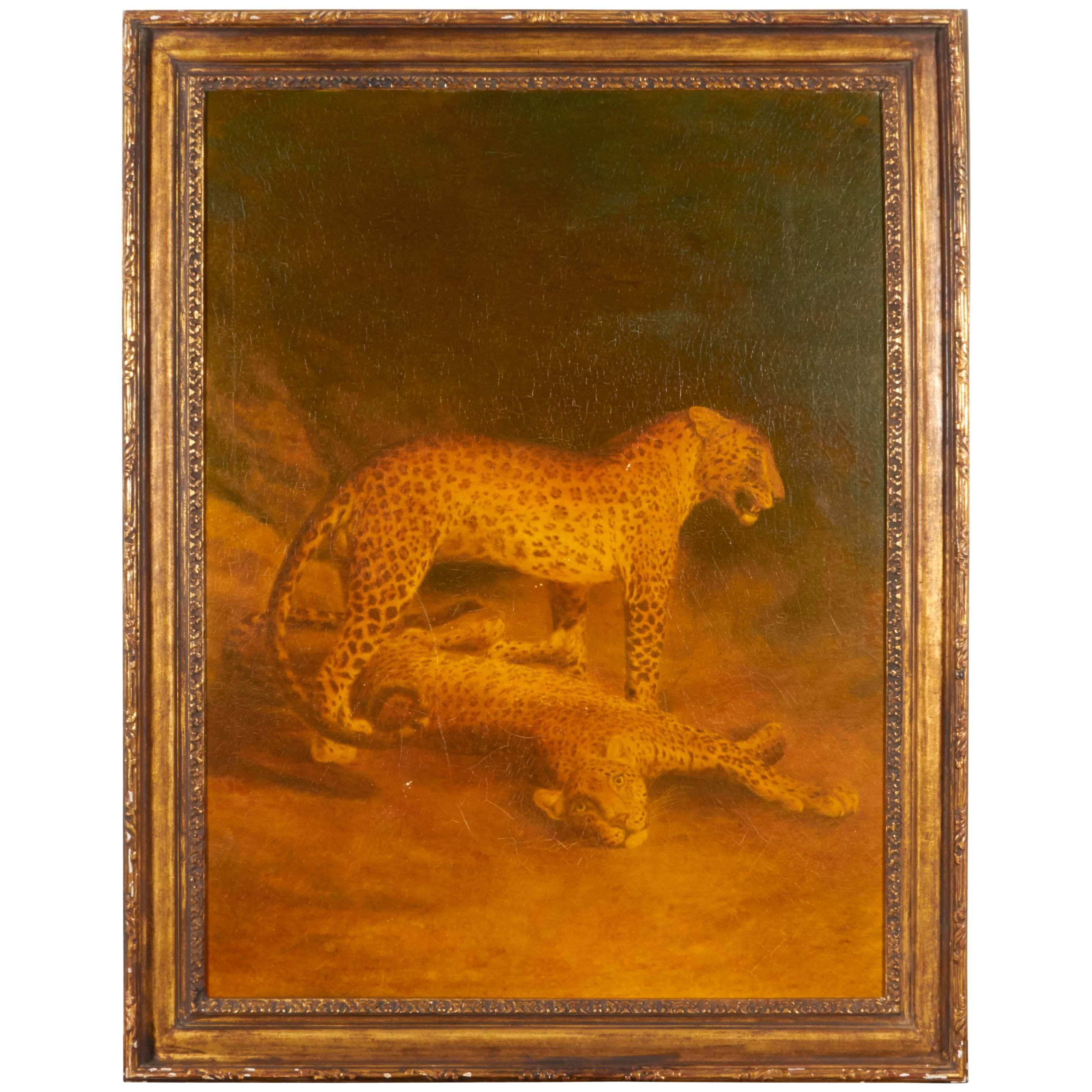 Contemporary Oil on Canvas Study of Jaguars For Sale
